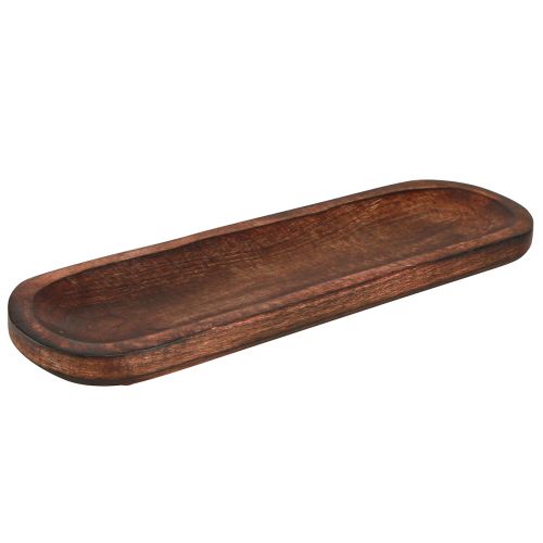 Artikel Ovaal houten dienblad donkerbruin geglazuurd sierblad 40×12cm