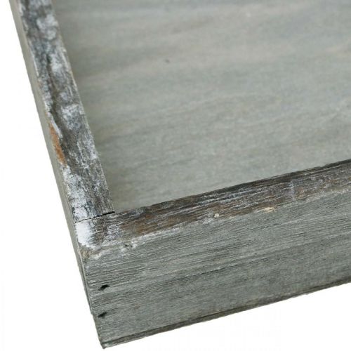 Artikel Dienblad houten vierkant grijs, gewassen wit decoratief dienblad 19×19cm