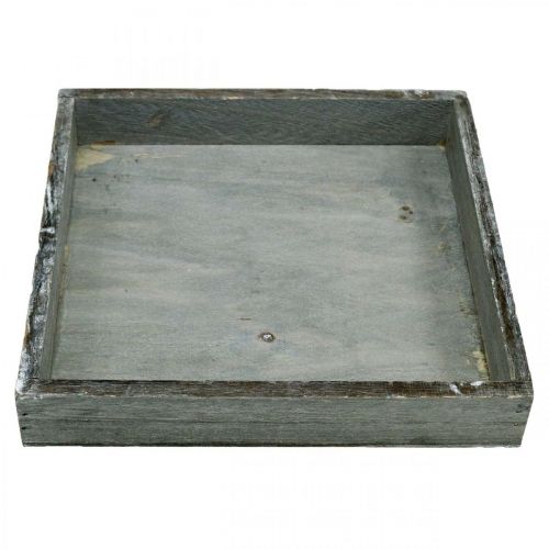 Artikel Dienblad houten vierkant grijs, gewassen wit decoratief dienblad 19×19cm