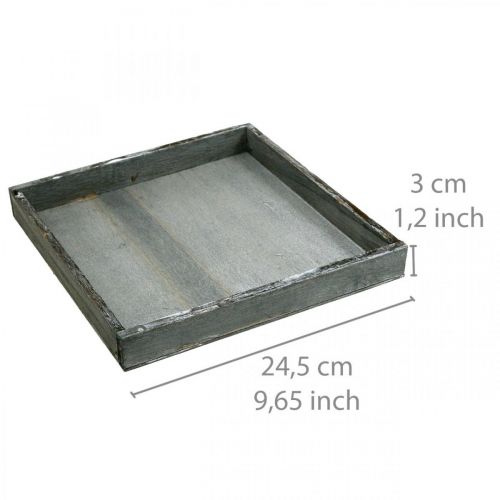 Artikel Dienblad houten vierkant grijs, witte tafeldecoratie Shabby Chic 24,5×24,5cm