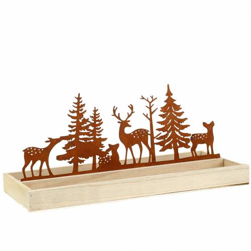 Floristik24 Houten dienblad bos met dieren 35cm x 15cm