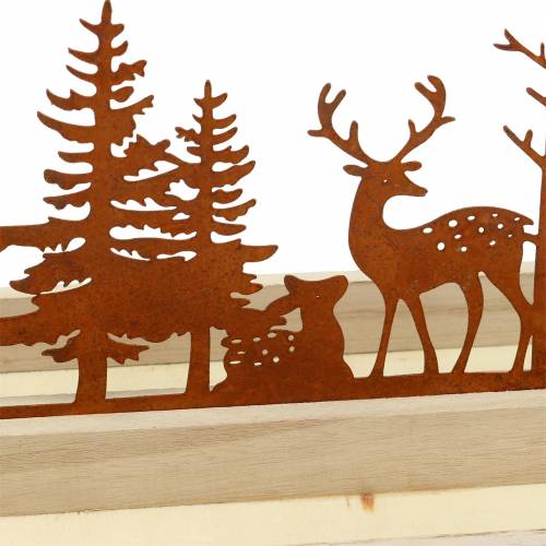 Floristik24 Houten dienblad bos met dieren 35cm x 15cm