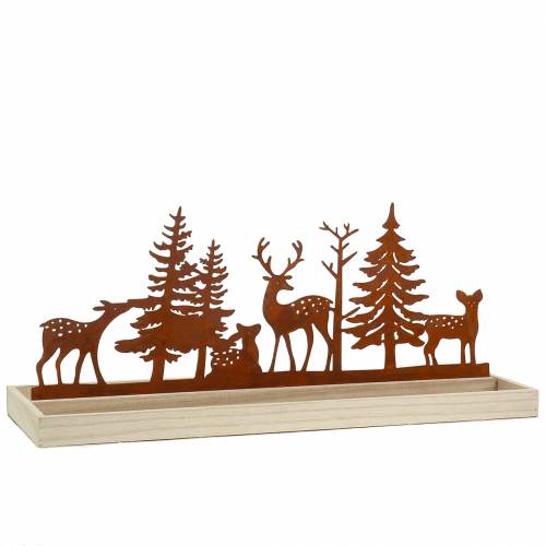 Floristik24 Houten dienblad bos met dieren 50cm x 17cm