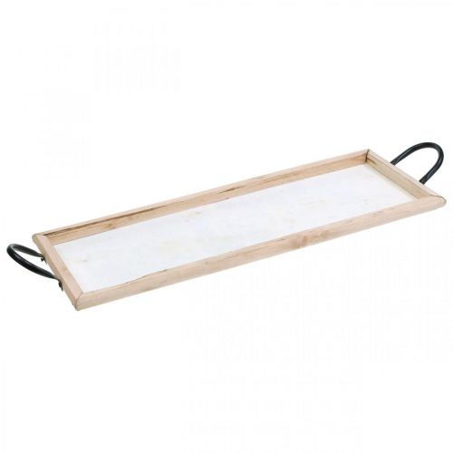 Houten dienblad met metalen handvatten, plantenschaal, decoratief dienblad naturel L50cm