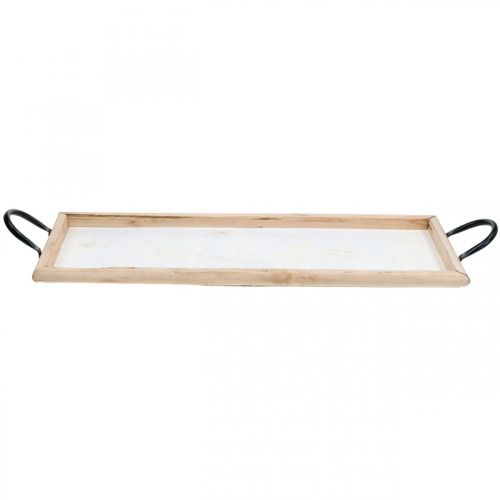 Floristik24 Houten dienblad met metalen handvatten, plantenschaal, decoratief dienblad naturel L50cm