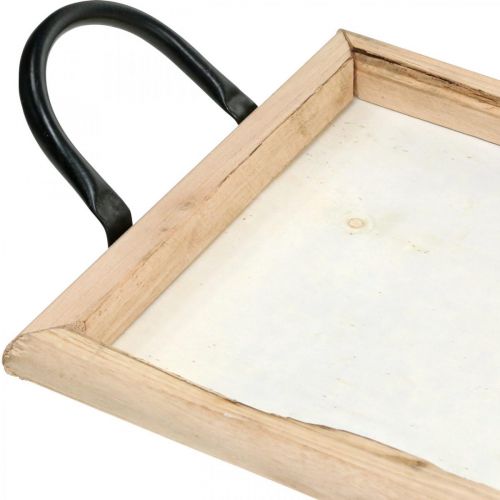 Floristik24 Houten dienblad met metalen handvatten, plantenschaal, decoratief dienblad naturel L50cm