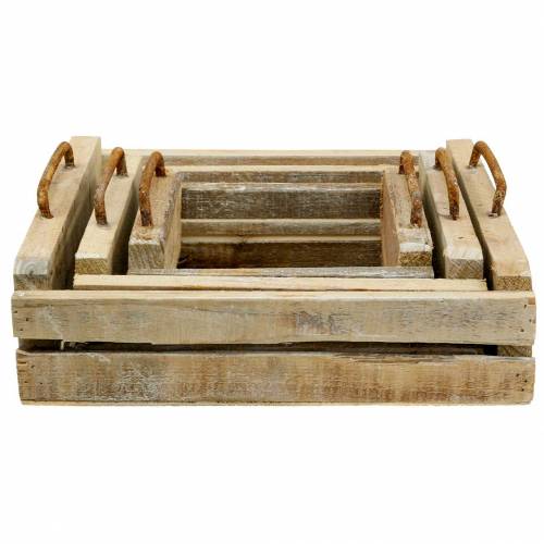 Floristik24 Houten dienblad met handvatten vierkant 30×30/24×24/18×18cm set van 3