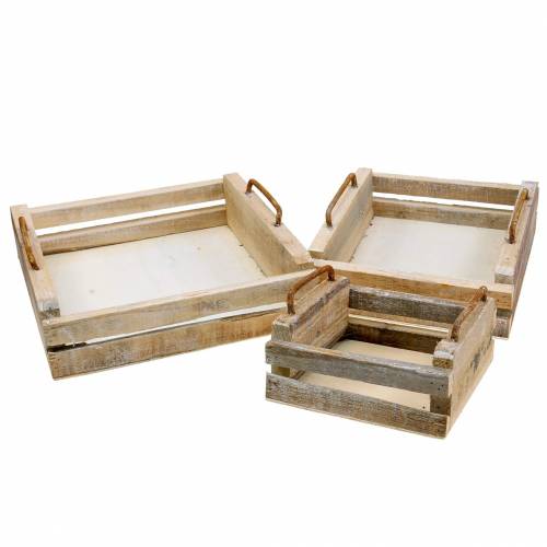 Floristik24 Houten dienblad met handvatten vierkant 30×30/24×24/18×18cm set van 3