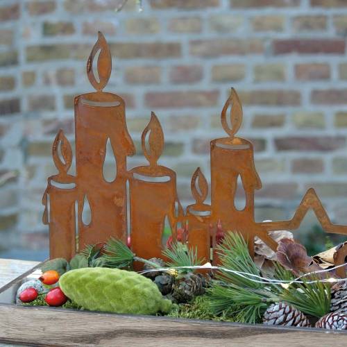 Floristik24 Houten dienblad kaars silhouet patina 50cm × 17cm