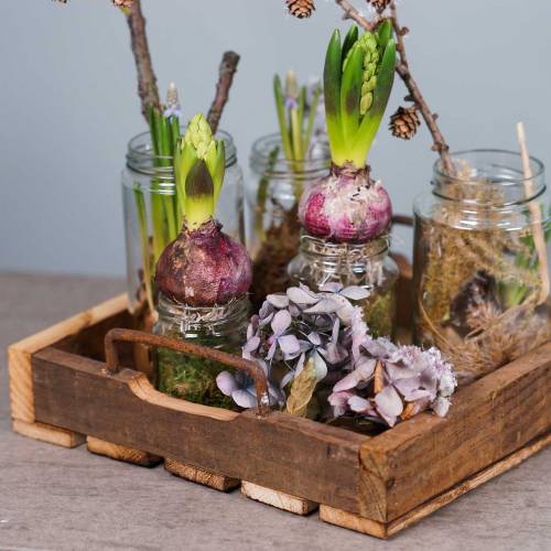 Floristik24 Houten dienblad met metalen handvatten naturel 20/25 / 30cm set van 3