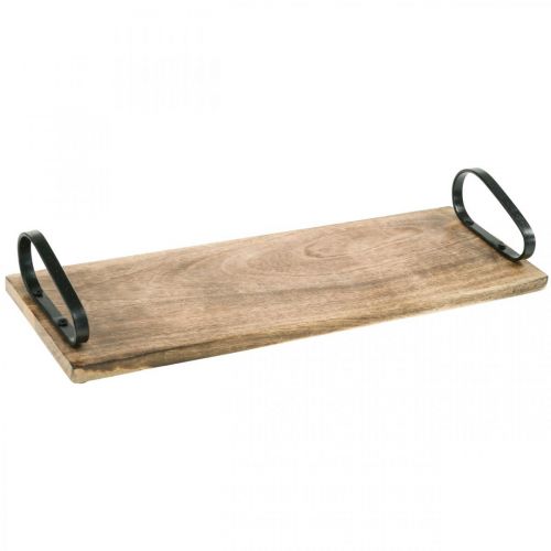 Houten dienblad, decoratief dienblad met metalen handvatten, tafeldecoratie L44cm