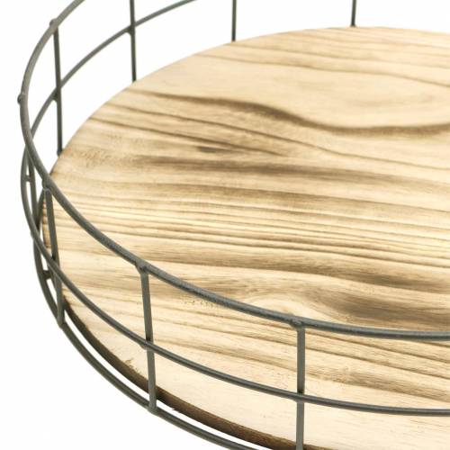 Floristik24 Decoratief dienblad rond hout, metaal naturel Ø25/30/35cm set van 3