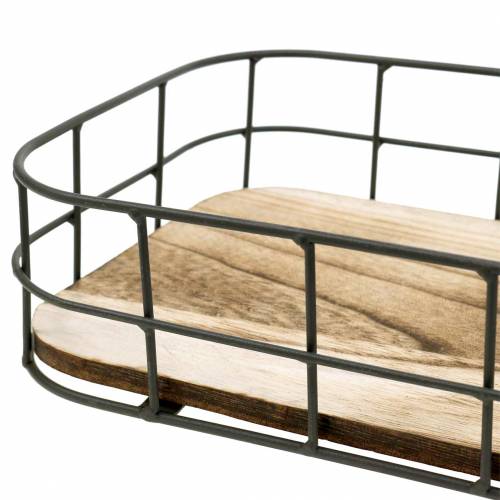 Floristik24 Houten dienblad met metalen rand 45cm 35×25/29×19/42×14cm set van 3