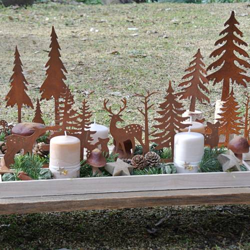 Floristik24 Houten dienblad bos met dieren 50cm x 17cm