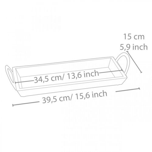 Floristik24 Mangohouten dienblad, decoratieve schaal met metalen handvatten, tafeldecoratie L39.5cm