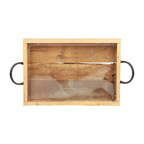 Artikel Houten dienblad met handgrepen decoratief dienblad naturel zwart 35×22,5cm