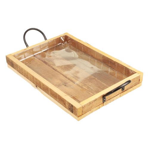Artikel Houten dienblad met handgrepen decoratief dienblad naturel zwart 35×22,5cm