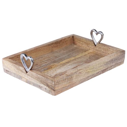 Artikel Houten dienblad met handvatten Dienblad met hartjes naturel 26×20×7,5cm