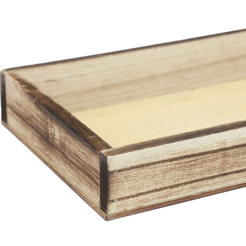 Floristik24 Houten dienblad gevlamd decoratief dienblad tafeldecoratie rustiek 30×15×3cm