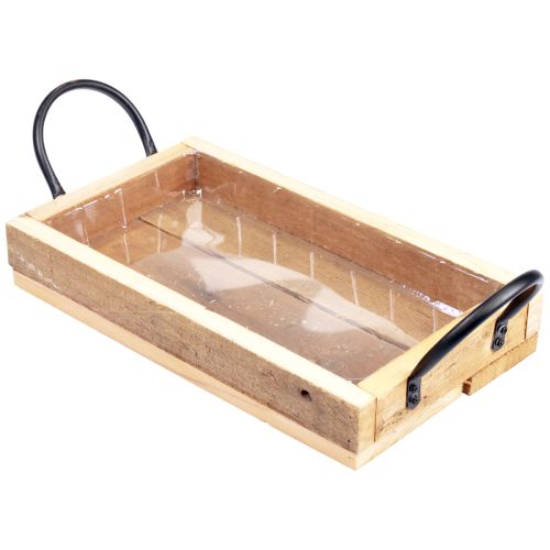 Floristik24 Houten dienblad met handgrepen decoratief dienblad naturel zwart 30×17×5cm