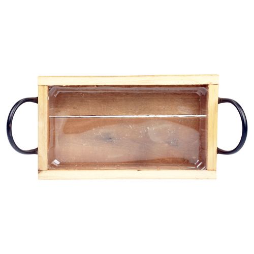 Floristik24 Houten dienblad met handgrepen decoratief dienblad naturel zwart 30×17×5cm