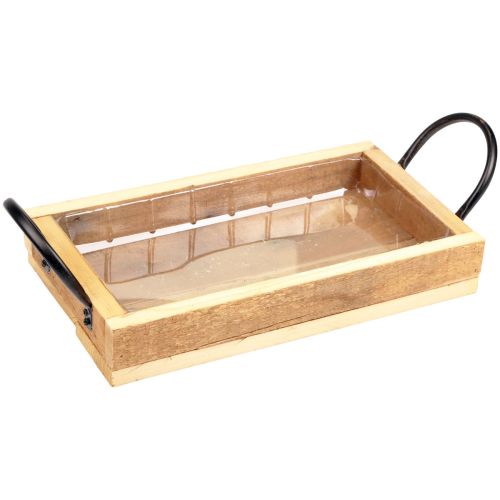Floristik24 Houten dienblad met handgrepen decoratief dienblad naturel zwart 30×17×5cm