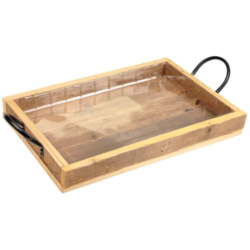 Floristik24 Houten dienblad met handvatten decoratief dienblad naturel zwart 40×27,5×5cm