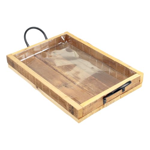 Artikel Houten dienblad met handgrepen decoratief dienblad naturel zwart 40×27,5×5cm