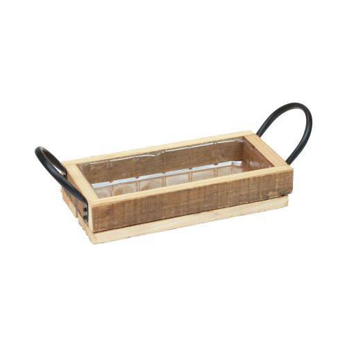 Floristik24 Houten dienblad met handvatten decoratief dienblad naturel zwart 25×12,5×5cm