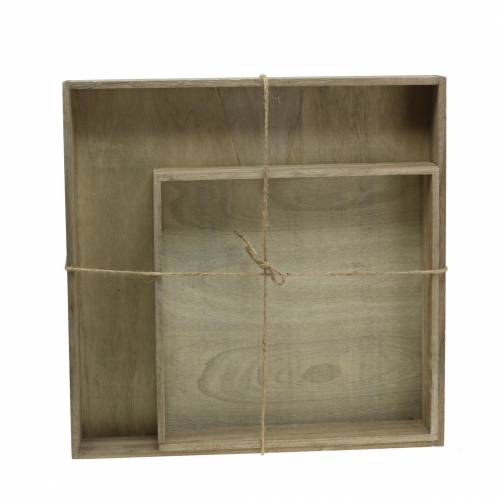 Floristik24 Houten dienblad natuur set van 2 vierkant 40x40/30x30cm