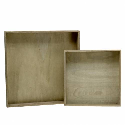 Floristik24 Houten dienblad natuur set van 2 vierkant 40x40/30x30cm