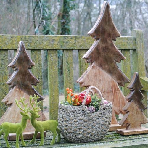 Floristik24 Houtspar geglazuurd naturel, wit mangohout H29cm