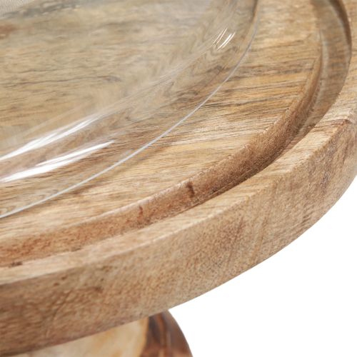 Artikel Houten bord met glazen stolp decoratieve kaasstolp Ø27cm H31cm