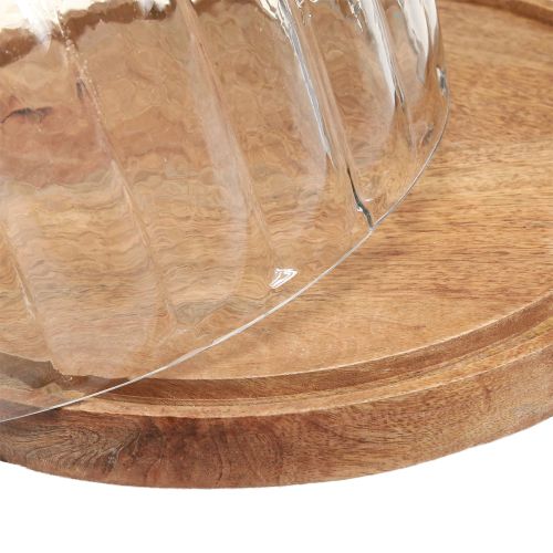 Artikel Houten bord met kaasstolp sierbord hout Ø29cm H22cm