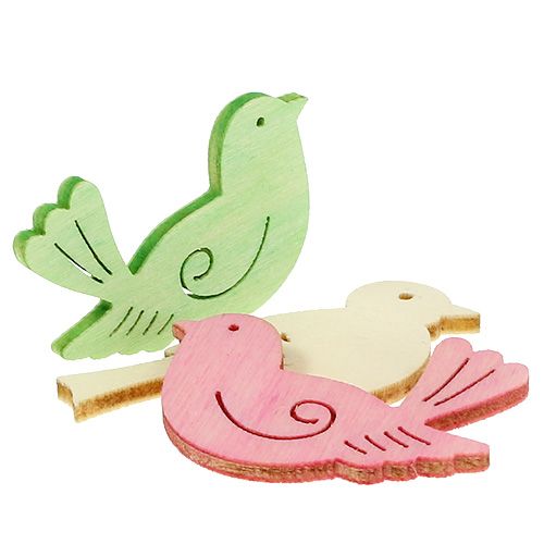 Floristik24 Houten vogels 4cm - 4,5cm pastel assorti 72 st