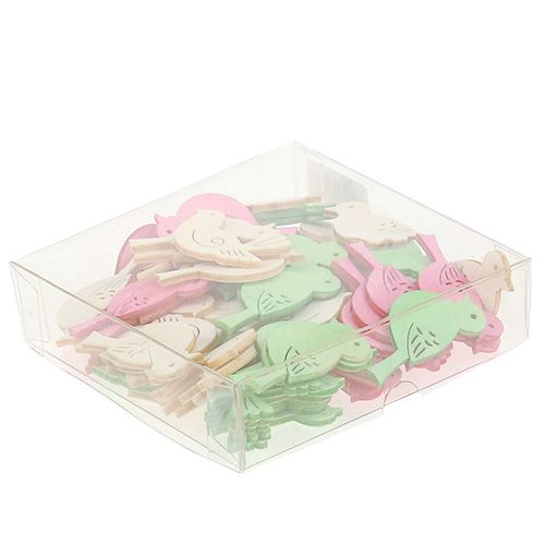 Floristik24 Houten vogels 4cm - 4,5cm pastel assorti 72 st