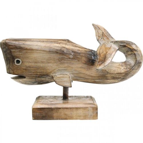 Floristik24 Walvis Deco Hout Houten Walvis Maritiem Decoratie Teak Naturel 29cm