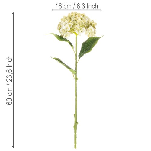 Kunstmatige hortensiabloem met lange steel en bladeren, 60 cm | Floristik24.nl