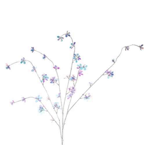 Kunstmatige, delicate bloeiende tak met iriserende bloesems, 98 cm