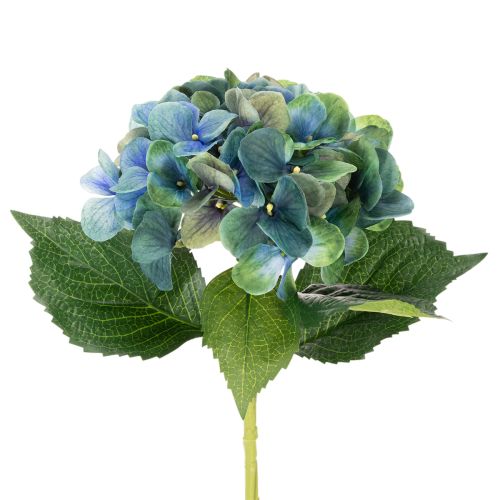 Kunstmatige hortensiabloem, blauwgroen, decoratieve enkele steel, 53 cm