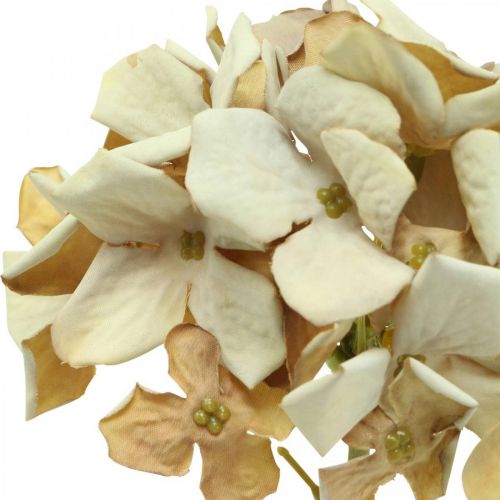 Artikel Hortensia kunstbloem bruin, wit herfstdecoratie zijden bloem H32cm