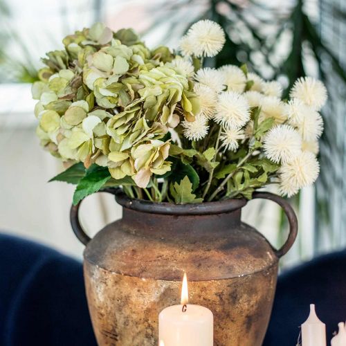 Artikel Hortensia boeket kunstgroen, bruin 5 bloemen 48cm