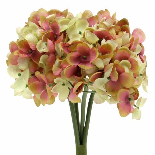 Floristik24 Hortensia bos kunstbloemen roze, geel 28cm