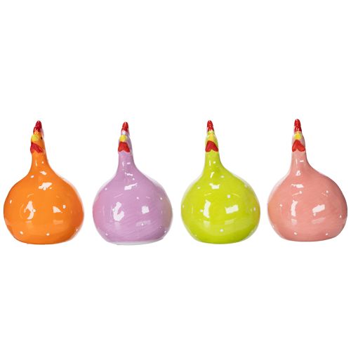 Artikel Keramische kippenfiguurtjes voor kleurrijke paasdecoraties in de woonkamer en op tafel, 10,5 cm, 4 stuks
