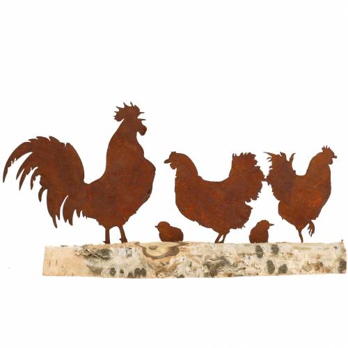 Floristik24 Kip familie metaal roest op houten basis berk 32cm H15.5cm