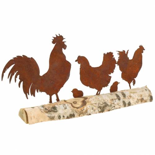 Floristik24 Kip familie metaal roest op houten basis berk 32cm H15.5cm