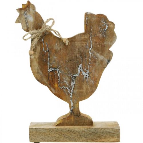 Artikel Houten kip, lentedecoratie, paasfiguur naturel, white wash H26cm