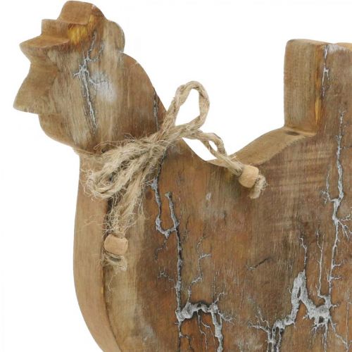 Artikel Houten kip, lentedecoratie, paasfiguur naturel, white wash H26cm