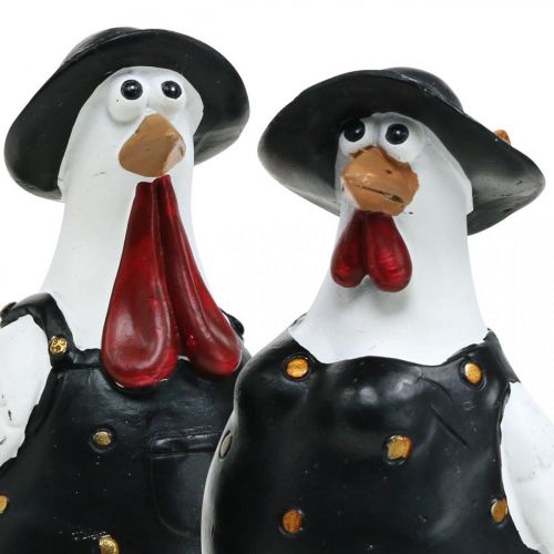 Floristik24 Koppel kippen, paasdecoratie, lente, decoratieve kippen met muts H11cm set van 2