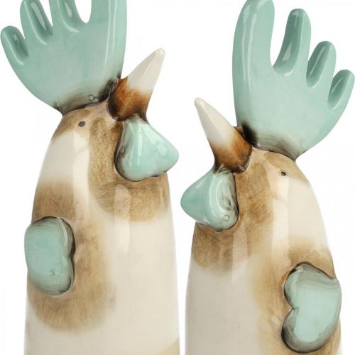 Artikel Keramische Haan Keukendecoratie Kip Lichtblauw Bruin H23cm 2 Stuks